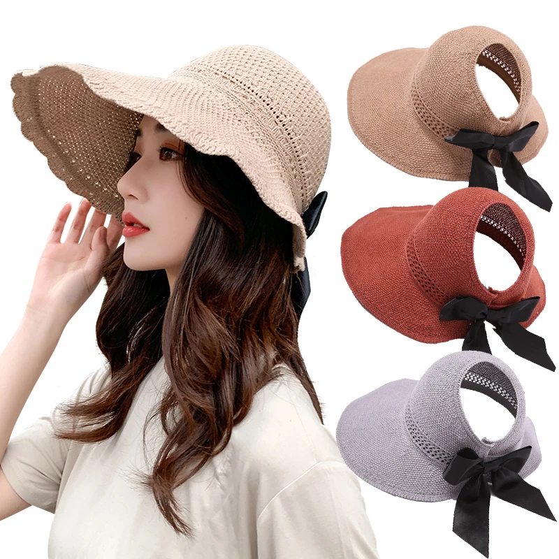 Для женщин летние Козырьки Шляпы складная шляпа от солнца широкополая с широкими
