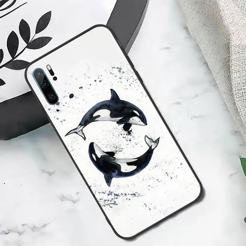 

Watercolor Killer Whale Orca animal Phone Case For Huawei honor Mate P 10 20 30 40 i 9 8 pro x Lite smart 2019 nova 5t