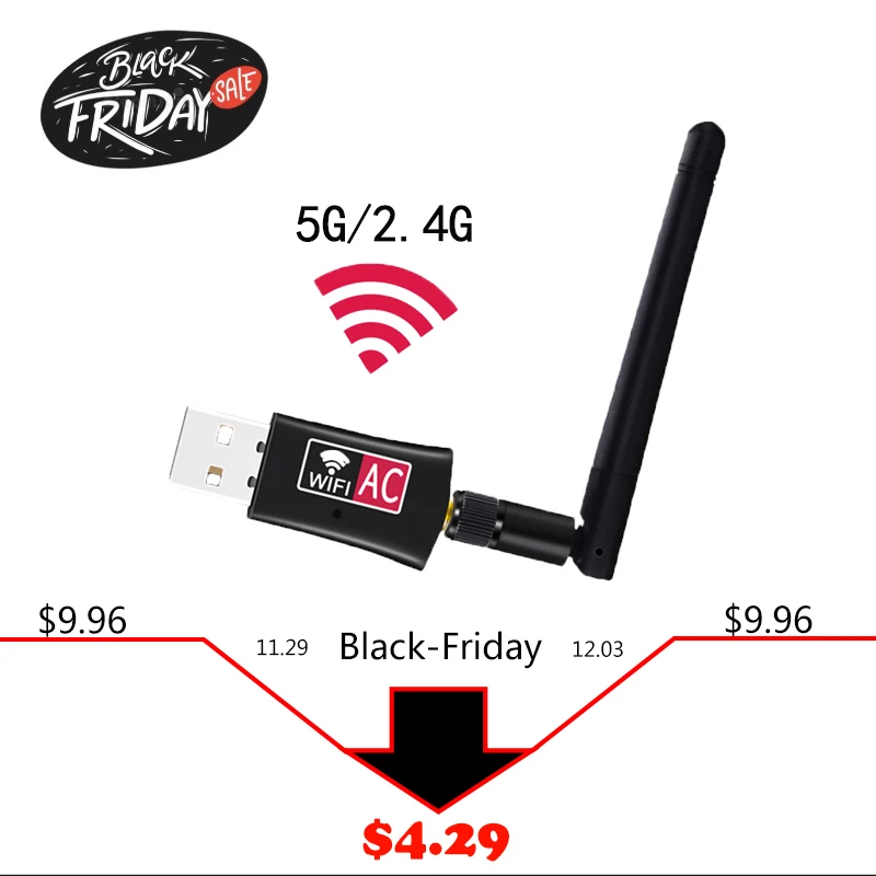 600 Мбит/с USB беспроводной wifi адаптер 2,4 ГГц 5 ГГц WiFi с антенной двухдиапазонный ПК Мини компьютер сетевая карта приемник 802.11b/n/g/ac