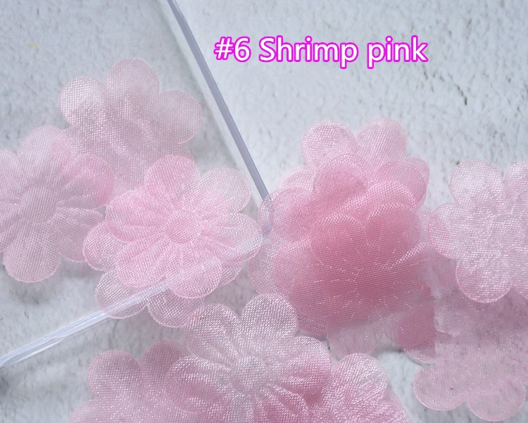 6 Shrimp pink 100 шт прозрачные снежные пряжа цветок аксессуары ручной работы свадебная вуаль декоративные тюлевые цветы платье материал для изготовления RS2635 - Цвет: 6 Shrimp pink