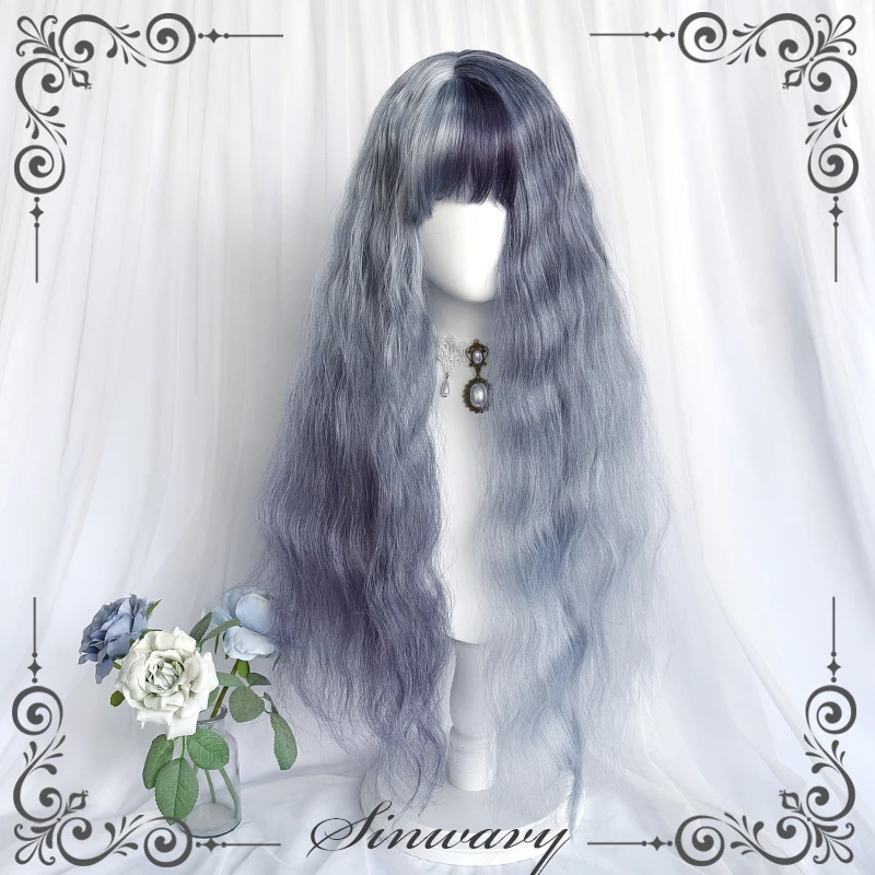 Женский длинный волнистый головной убор в стиле Харадзюку темно-серого цвета |