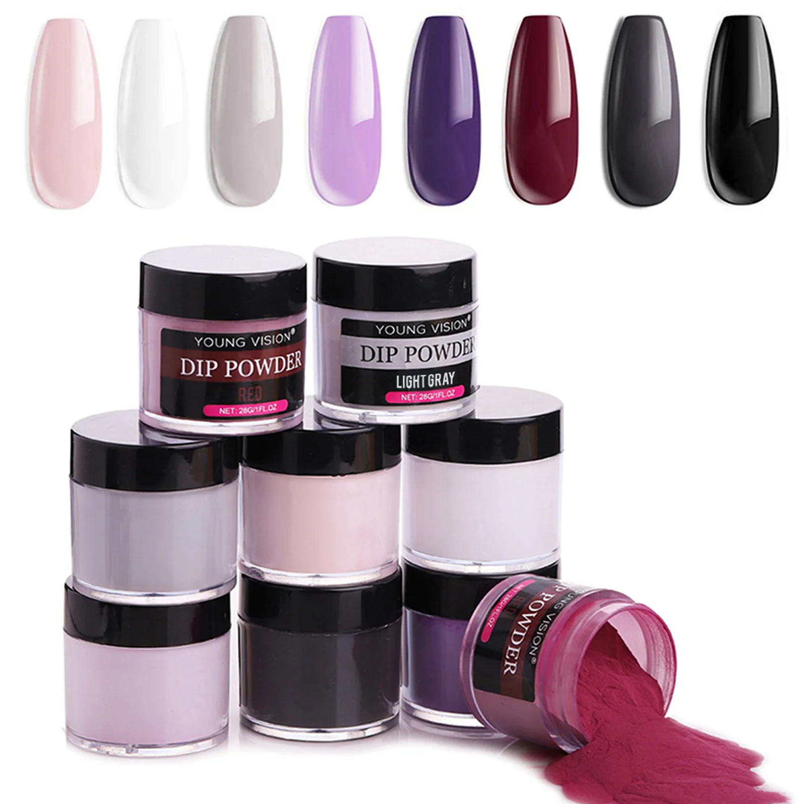 

8 Colors Dipping Powder Set Nail Holographic Glitter Dip Powder Nails Set For Manicure Gel Nail Polish Chrome Pigment Powder