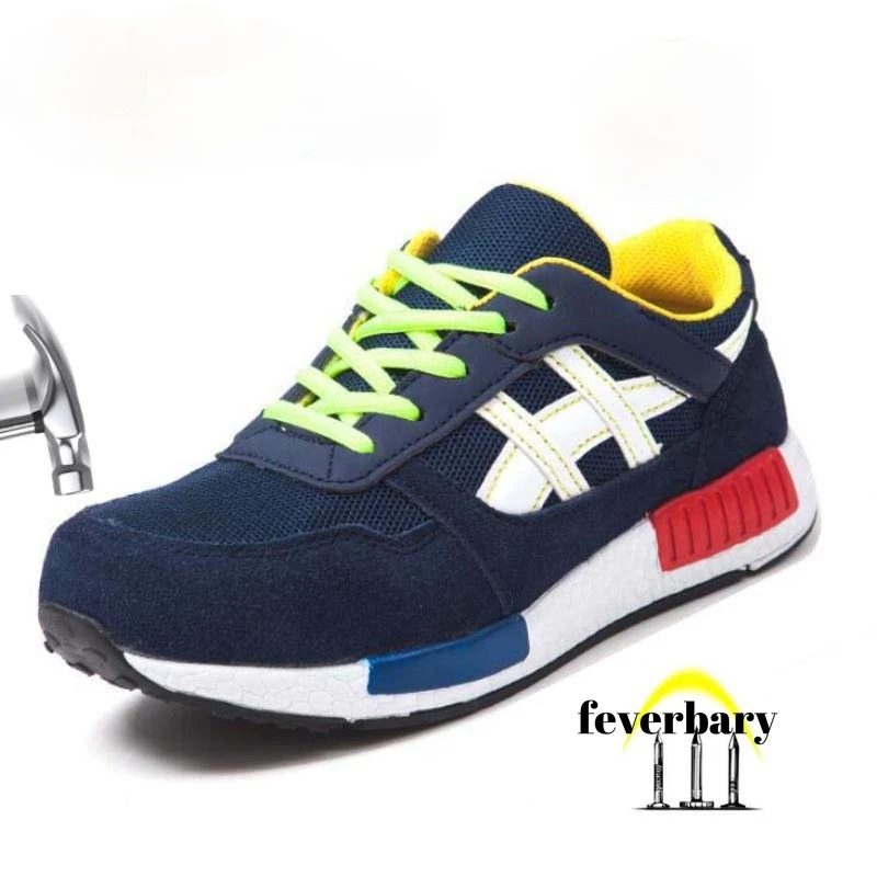 Feverbary Мужская и женская безопасная обувь со стальным носком рабочая на плоской