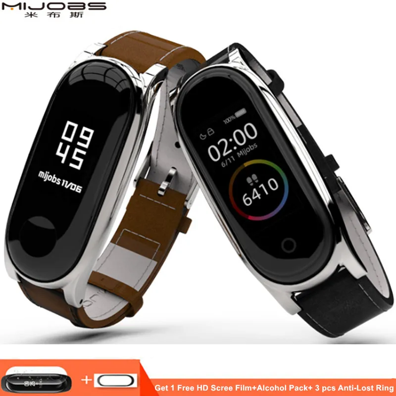 Ремешок Mijobs из натуральной кожи для Xiaomi Mi band 4 ремешок смарт браслета