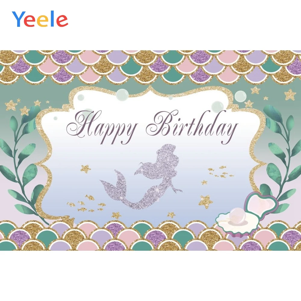 

Yeele Mermaid Backdrop Newborn Baby Birthday Party Seabed Fish Princess Customized Photography Background Vinyl For Photo Studio