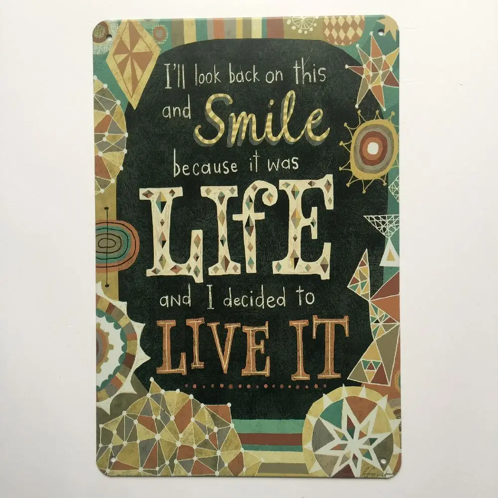 Винтажный металлический Оловянный Ретро постер Smile Life с мотивом живого моторного