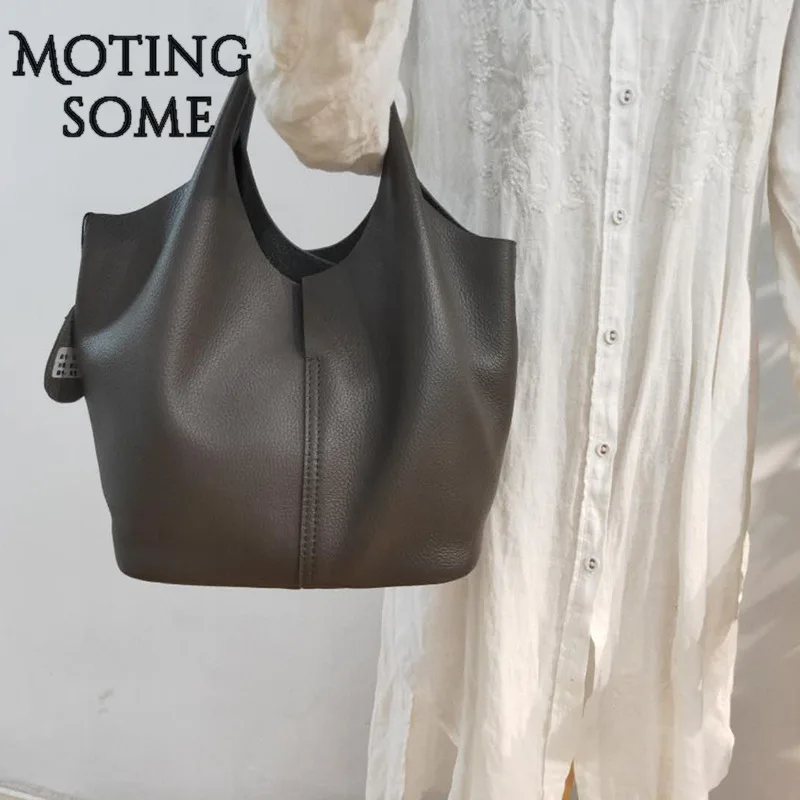 

Genuine Leather Women Bucket Bag with Zipper Causal Simple Handbags Luxury Designer Bag 100% Natural Leather Cow Hide 2021 New