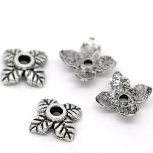 Бусины DoreenBeads из цинкового сплава, 4 лепестка, листья, античное серебро, для самостоятельного изготовления украшений (подходит для бусин 8-12 мм) 6 мм x 6 мм, 350 шт.