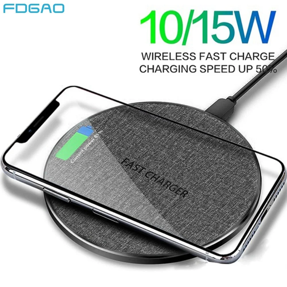 Беспроводное зарядное устройство FDGAO 15 Вт для iPhone 13 12 11 XS MAX XR 8 Xiaomi Mi 10 Samsung S10 S20 S21 Qi