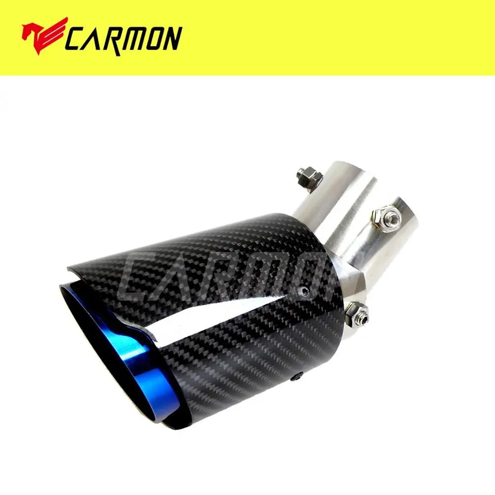

Car Universal No Logo Angle Adjustable Carbon Fibre Exhaust Tip Straight Edge Burnt Blue Carbon Fiber Muffler Tip for Toyota Etc