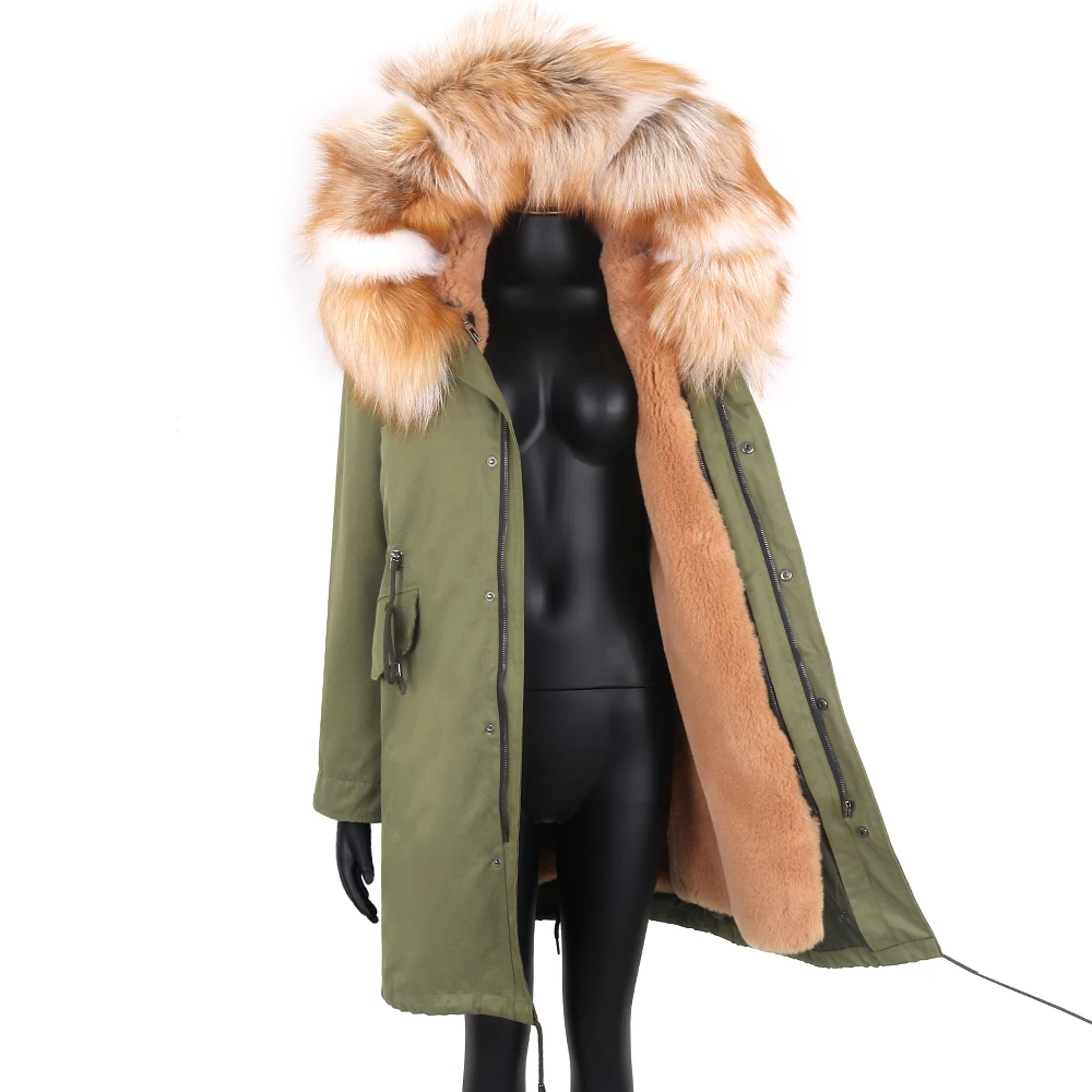 2021 Waterproof Long Parka female Real Fur Coat Winter Jacket Women Warm Thick Natural Fox Fur Collar Outerwear Streetwear
