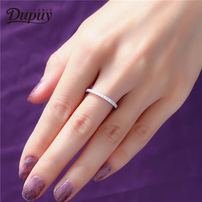 

DUPUY Sterling Silver Cubic Zirconia Round Cut Engagement Ring Matching Band Gift Band Party Band
