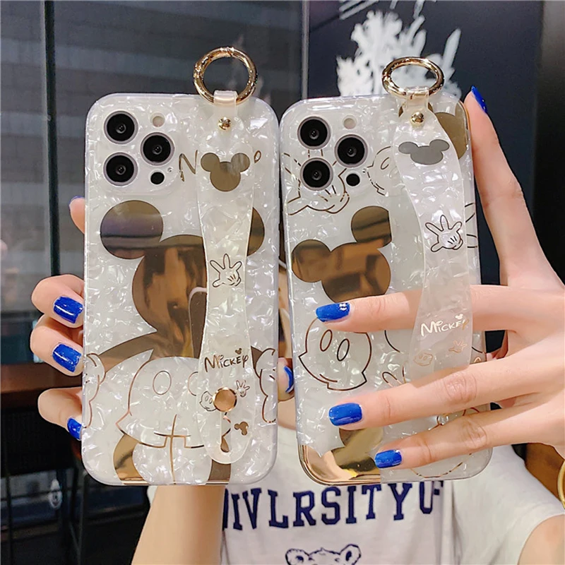 

Чехол для iPhone 11 Pro Max с изображением Диснея Микки и Минни, чехол для телефона, браслет для iPhone 12 Mini X Xr Xs Max 7 8 Plus, задняя крышка, сумка на весь кор...