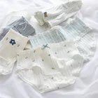 Симпатичные хлопковые трусики для женщин, 2 шт., милые трусики с принтом, мягкое удобное нижнее белье, кружевные трусики со средней талией для девушек, женское белье