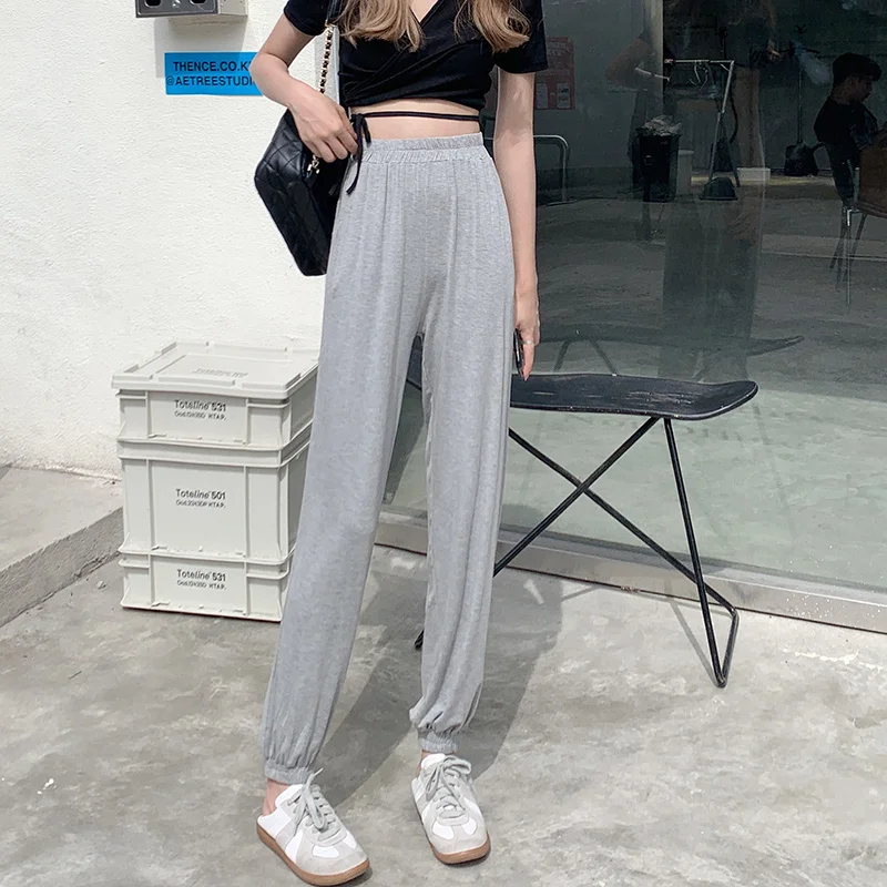 

2021 Summer Korean New High Waist Slim Pure Pants Harajuku Pantalon Femme Plus Size Trousers Joggers Women Streetwear Sweatpants