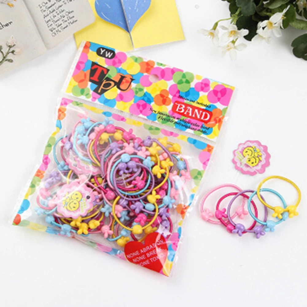 Детские резинки для волос с мишками цветочками кроликами и звездочками (50