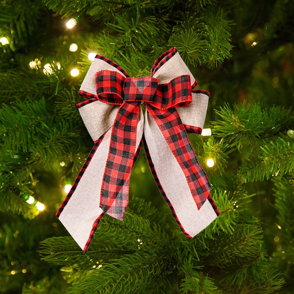 

Банты для елки из хлопка и льна, банты, украшения для новогодней елки, венка, окна, праздничное украшение для вечеринки, сада, dbdz
