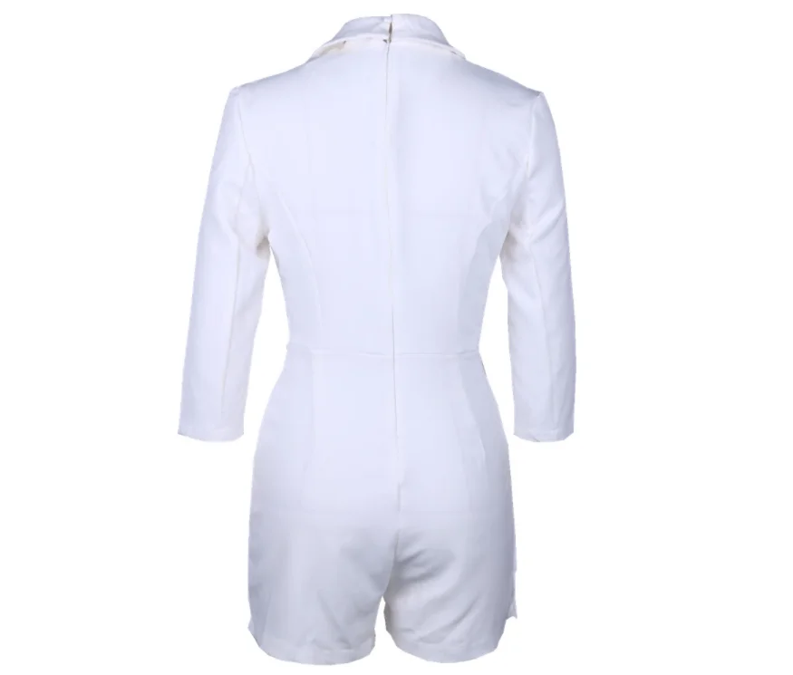 Женский офисный костюм с длинным рукавом белый блейзер отложным воротником