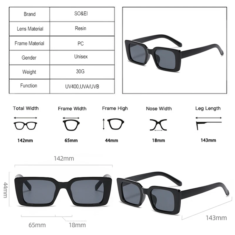 Популярные Модные маленькие прямоугольные солнцезащитные очки SO & EI Ins Женские