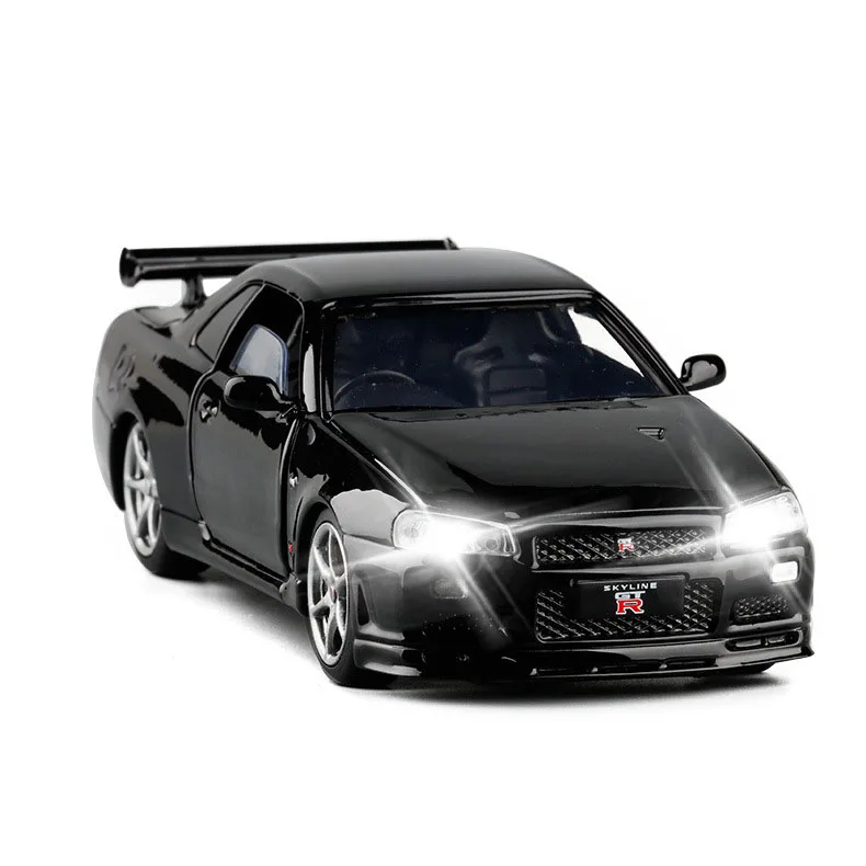 1/32 сплав Япония R34 SKYLINE GTR литая модель Игрушечный Автомобиль Моделирование Звук
