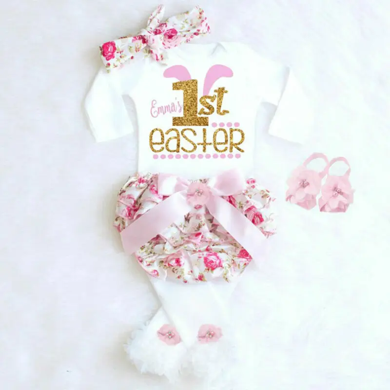 Милый детский комбинезон с короткими рукавами и надписью My First Easter для маленьких