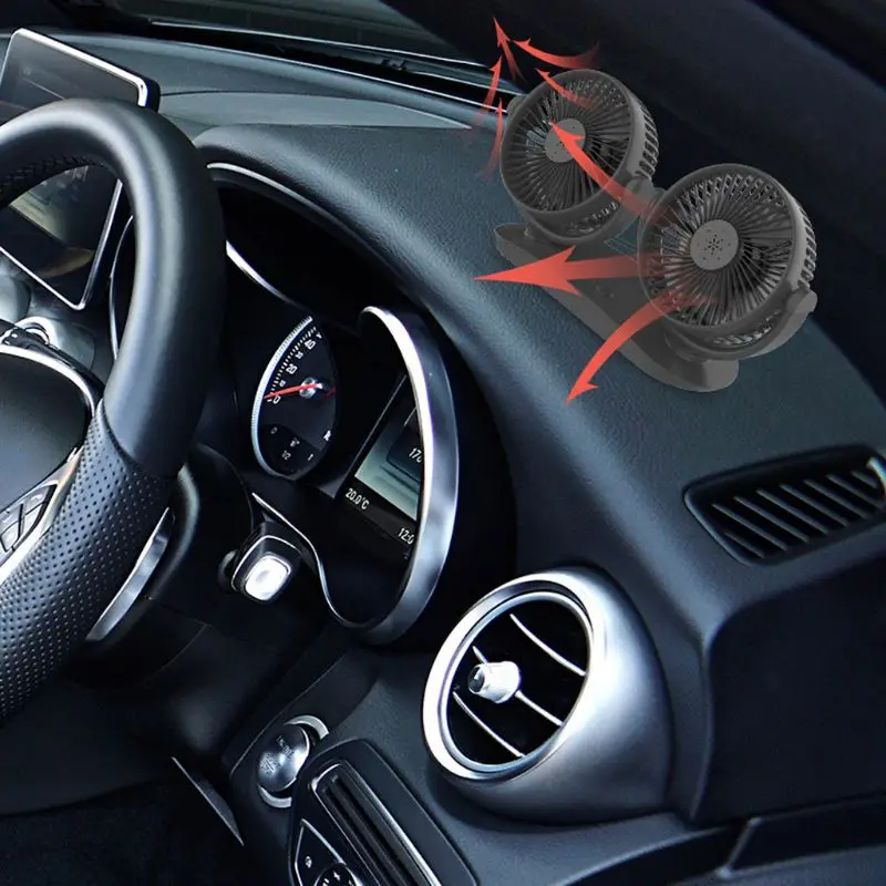 

Universal Dual Head USB Powered 3-Speed Adjustable Car Dashboard Cooling Air USB Fan for Car SUV Vehicles Desk Home Office