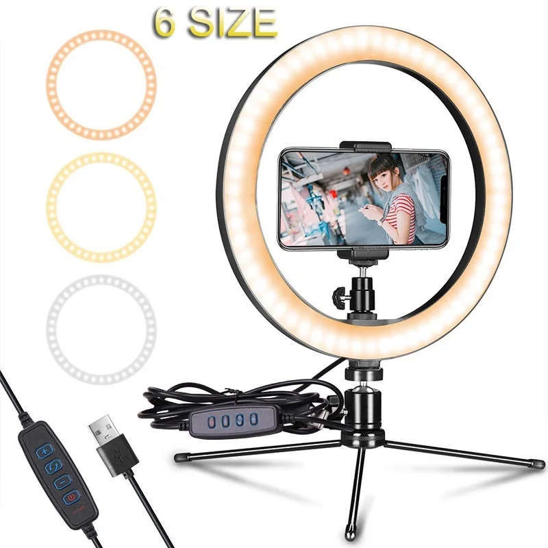 

Dimmable Camera Photo Studio Phone Video LED Beauty Ring Light Photography Dimmable Ring Lamp Live Show Desktop Stand Ring Light