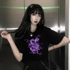 Уличная одежда, топы в стиле хип-хоп в стиле ольччан Харадзюку, Винтажная летняя свободная повседневная женская футболка в готическом стиле с принтом китайского дракона в стиле панк