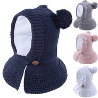 hat helmet kid winter boy girl knit beanie fleece lining warm pompom cap skiing outdoor accessory