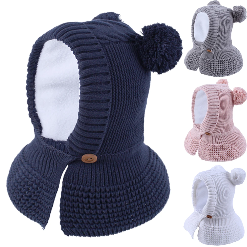 Шапка на шлем для детей зимняя вязаная шапочка мальчиков и девочек флисовая