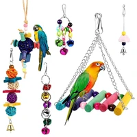 6 pcs bird parrot cage toys hanging bell pet bird cage hammock swing toys for parrots
