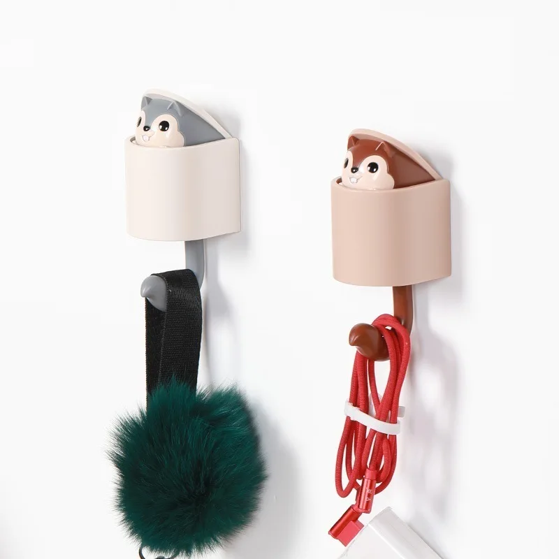 

Hook Squirrel Hook Creative Cute Plastic Hook Key Umbrella Clothes Hook Strong Bathroom Viscose Hook 1pc