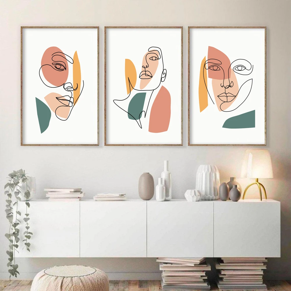 Абстрактная Женская линия для печати горчичная Терракотовая стена картина