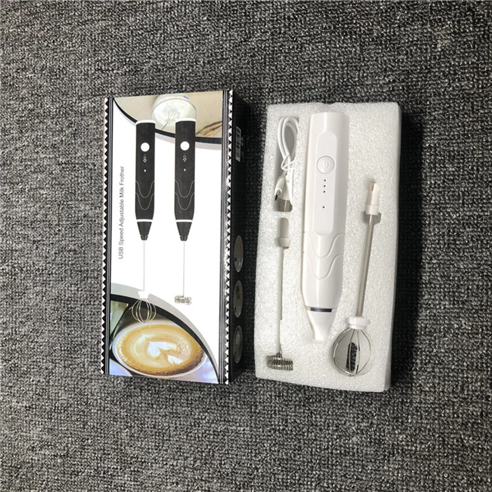 

Electric Milk Frother Handheld Mixer Whisk Rechargeable Mini Blender with Interchangeable Frother and Whisk Egg Beater