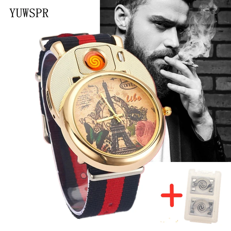 1 шт. мужские часы прикуриватель с USB зарядкой|Кварцевые часы| |