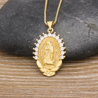 delicate fashion necklace virgin mary cubic zirconia pendant necklaces for women men gold color party jewelry gift wholesale