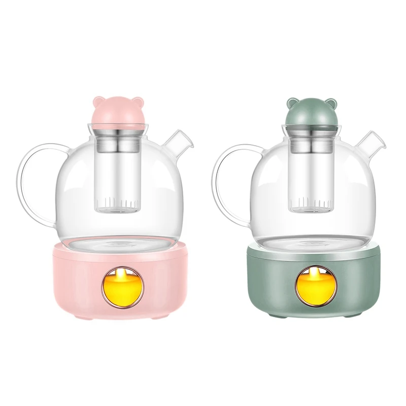 

2 Set Coffee Mug Warmer Teapot Cup Heater Constant Temperature Steamer for Office,Pink & Green