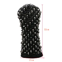 golf head cover skull rivets pu leather for driver fairway 3 5 hybrids free shipping