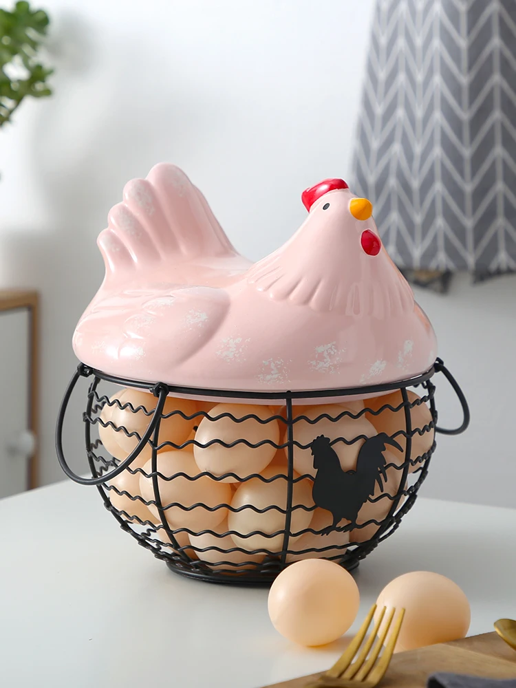 

Creative Hen Storage Basket Household Egg Box Fruit Basket With Handle Storage Storage Box Kitchen Supplies