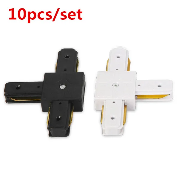 10pcs Connector-T 20 шт./компл. 1 м светодиодный Трек Светильник рельс алюминиевый трек освещение приспособление направляющей Универсальные рельсы железнодорожных путей 2 провода видео-телефон двери однофазный версия - Испускаемый цвет: 10pcs Connector-T