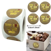 500pcs 3 8 cm thank you for your order stickers kraft paper gold foil round labels sticker for small shop