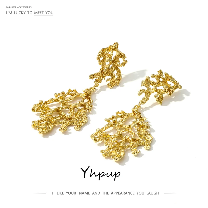 Женские серьги подвески из цинкового сплава Yhpup вечерние золотистого цвета в