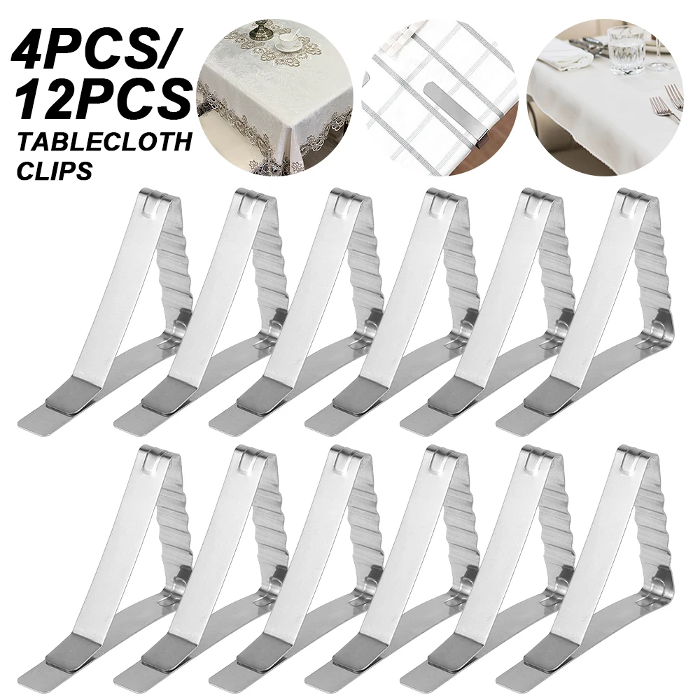 

4/12Pcs Tablecloth Clips Stainless Steel Table Cloth Cover Clamps Outdoor Picnic Holders for Picnics Weddings Graduation Party