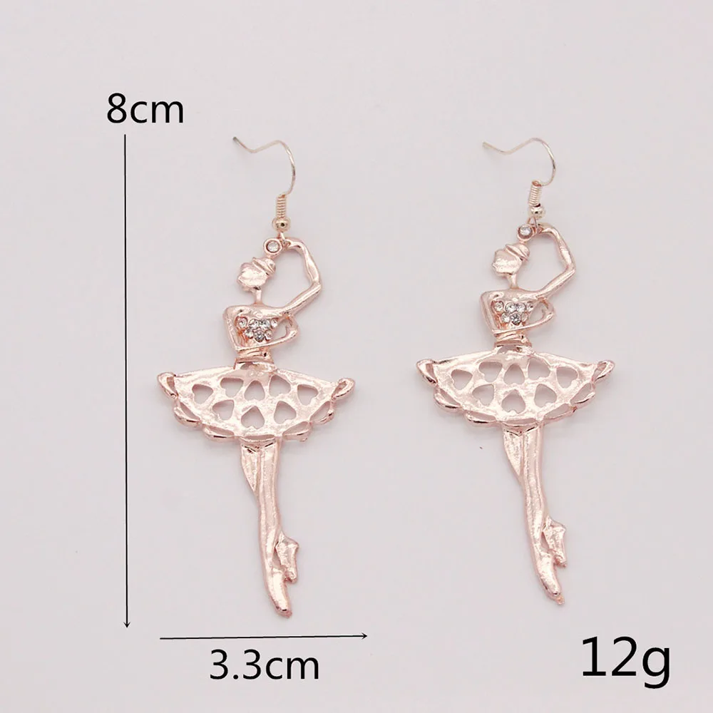 

New Fashion Personality Crystal Glass Ballet Girl Earrings All-match Metal Alloy Electroplating Female Earrings