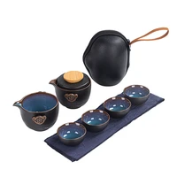 black pottery express cup travel tea set yaobian express cup portable kungfu tea business gift tea travel