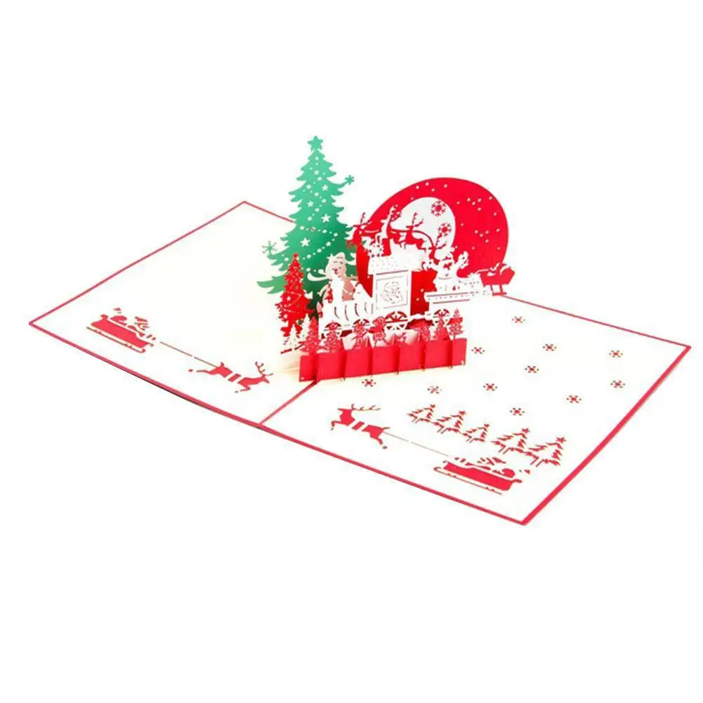 3D Up Greeting Card Handmade Happy Birthday Xmas Merry Christmas Card Gifts Invitation Card 9 Styles - Цвет: H