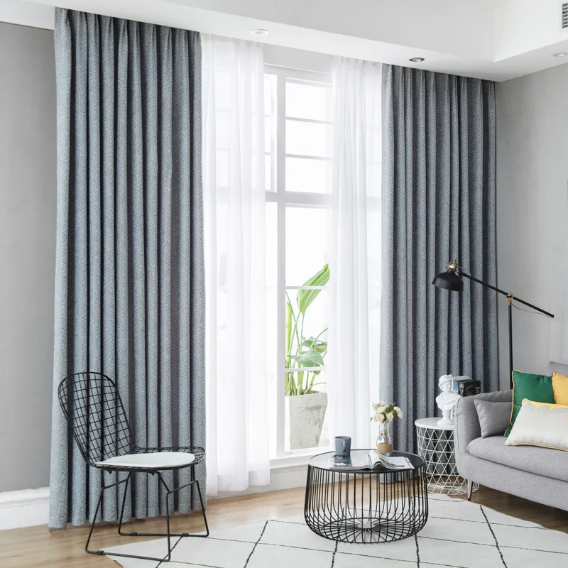 Синяя ткань для штор, сплошная Геометрическая затемненная физическая занавеска s для спальни, двухсторонняя жаккардовая шенилловая занавеска, ткань M131& 40
