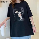 Fushiguro Megumi топы с принтом аниме ююютсу женские футболки винтажные свободные с коротким рукавом 2021 Горячие комиксы