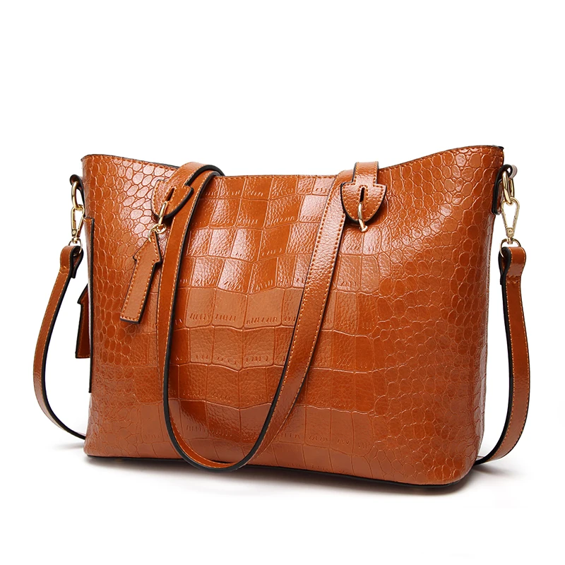 

Satchel Women Shoulder Bags Classic Tote Ladies Designer Hobo Crocodile pattern Purses Woman Top Handle Bag (B Khaki) …
