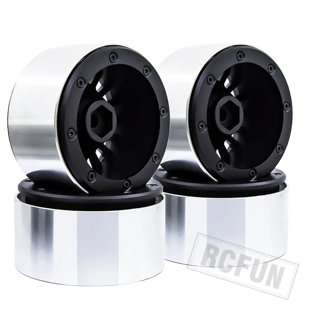 4PCS Black 2.2 Aluminum Alloy Beadlock Wheel Rim for 1:10 RC Crawler Axial SCX10 90046 AXI03007 TRX4 Bronco enlarge